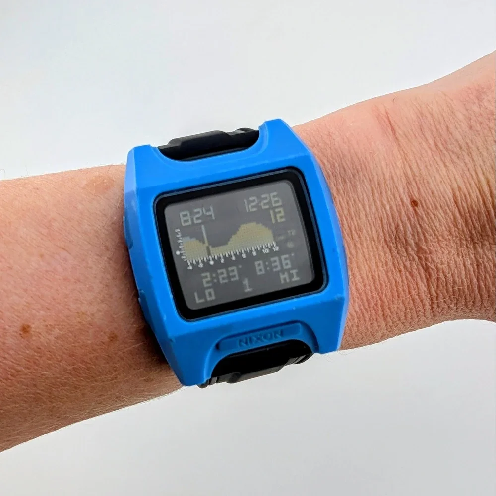 Nixon The Lodown Digital Tide Watch Blue 41mm Surf Aftermarket Rubber Strap